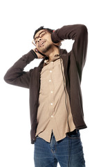 Young Man Listening Music