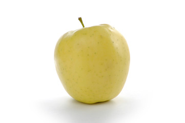 Golden apple on white background