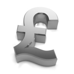 3d Silver Pound symbol top view