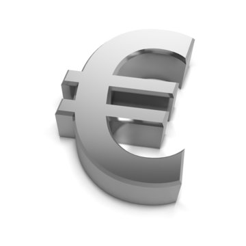 3d Silver Euro symbol top  view
