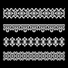 Seamless lace borders isolated on black