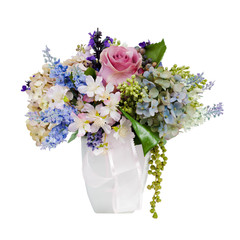 colorful flower bouquet arrangement centerpiece in vase isolated
