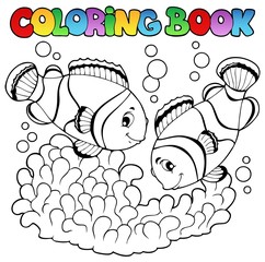 Livre de coloriage deux poissons-clowns mignons