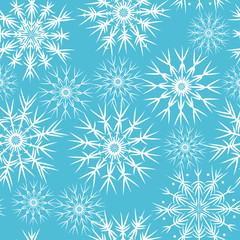 Filigree snowflakes seamless pattern, vector