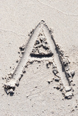 Sand beach alphabet: letter A