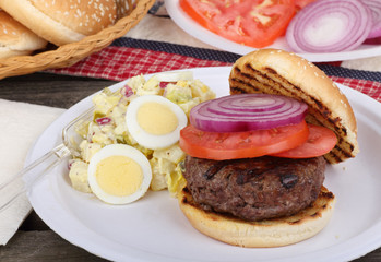 Burger and Potato Salad