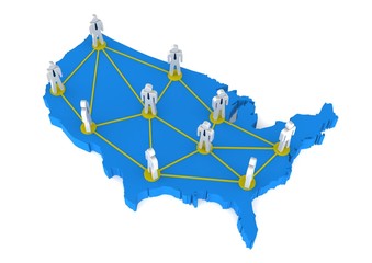 U S A 3D map communication network © tang90246