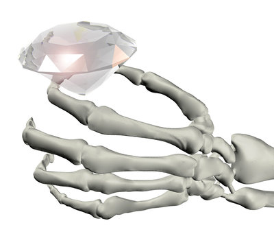 skeletal hand with big diamond