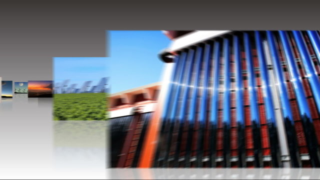 Montage 3D images of renewable sustainable energy
