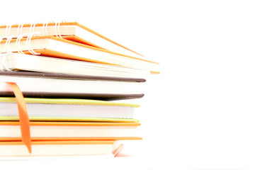 notebook stack on white isolated