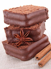 stack of chocolate cake and anise