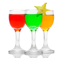 alcoholic cocktails isolated on white