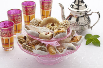 Moroccan mint tea and cookies