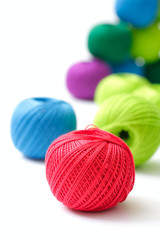 yarns for knitting on a white background