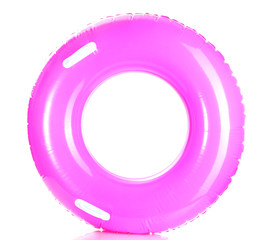 pink life ring isolated on white