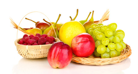 ripe sweet fruits and berries isolated on white