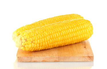 boiled corn isolated on white