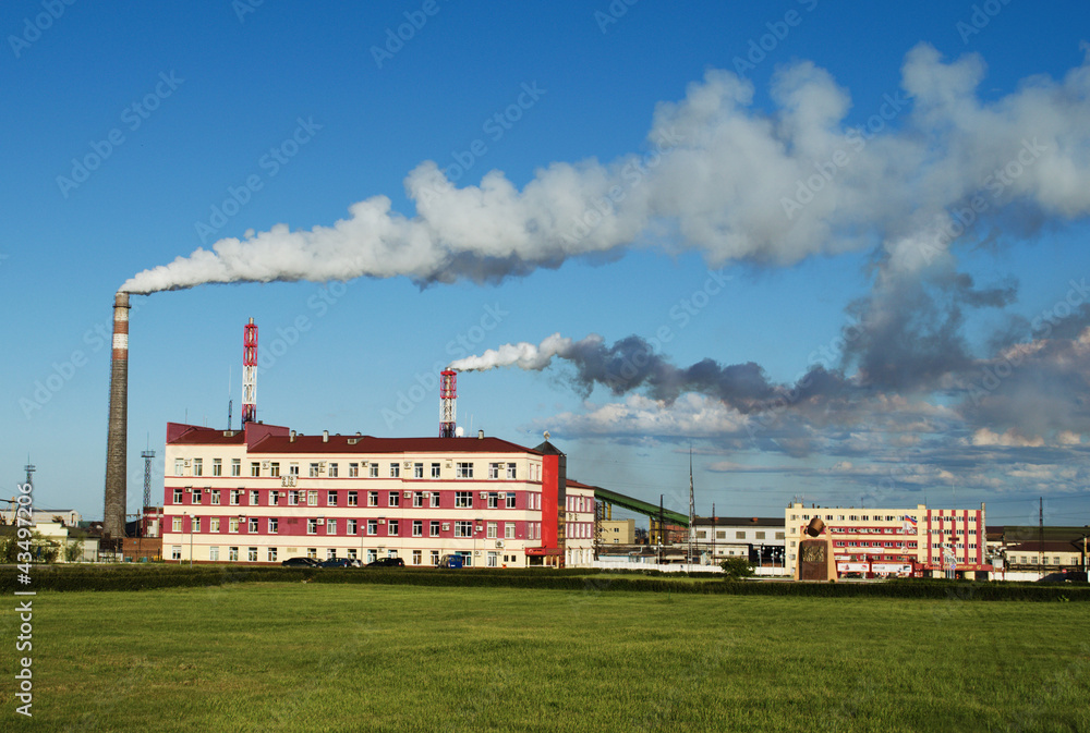 Wall mural industrial complex of copper manufacturing