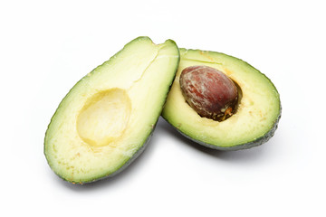 Fresh avocados shot on a white background.