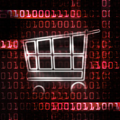 online shopping cart and binary code