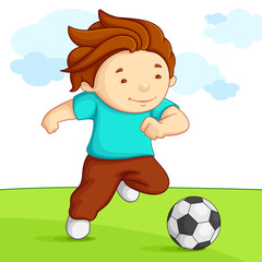 illustration vectorielle d& 39 enfant jouant au football dans l& 39 aire de jeux