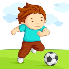 Papier Peint photo Lavable Foot illustration vectorielle d& 39 enfant jouant au football dans l& 39 aire de jeux