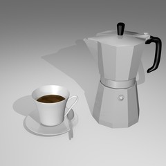 Coffee pot with cup