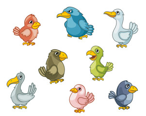 Funny cartoon birds