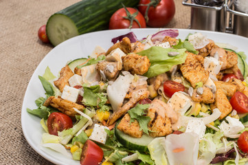 Chicken Salad on rustic background