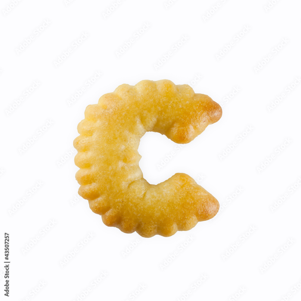 Poster c-shape cracker in the form of alphabet