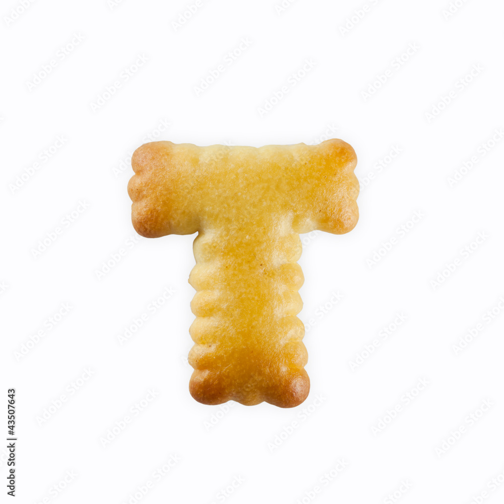 Poster t-shape cracker in the form of alphabet