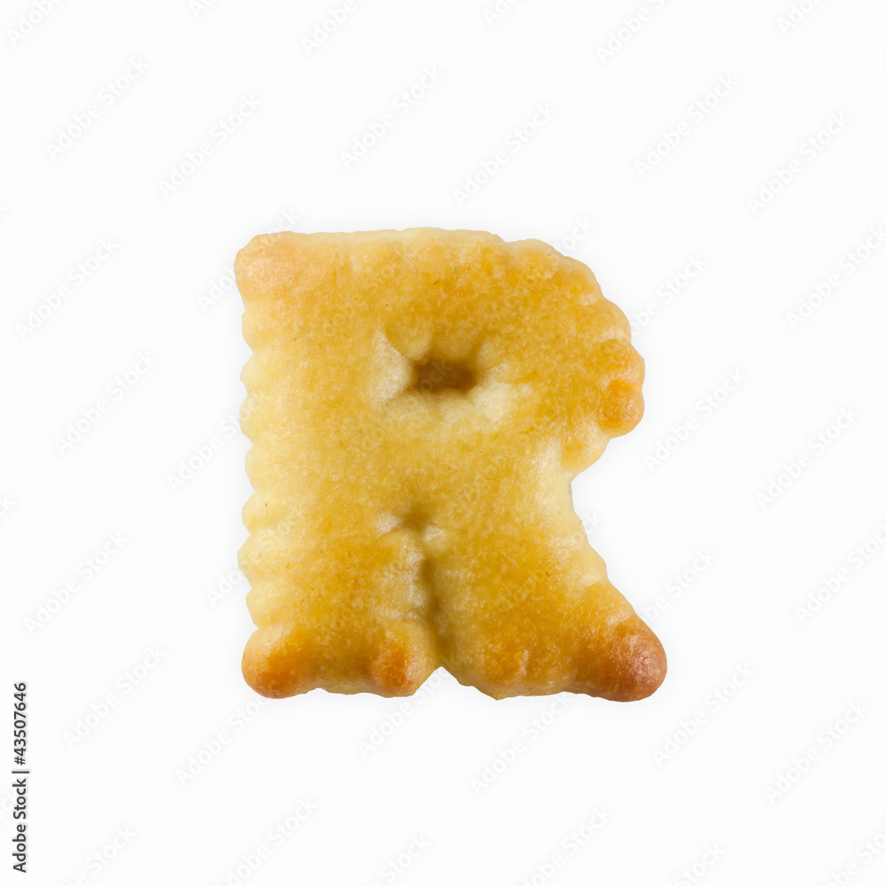 Poster r-shape cracker in the form of alphabet
