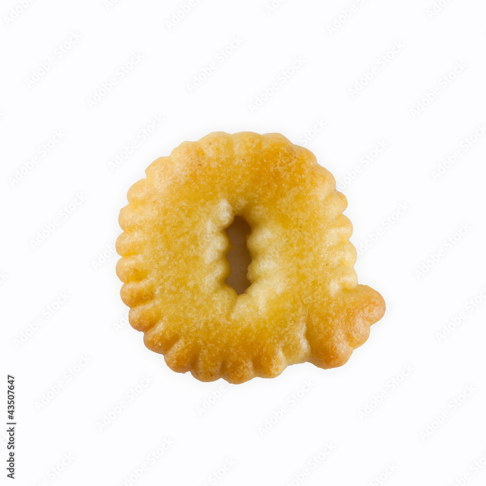 Poster q-shape cracker in the form of alphabet