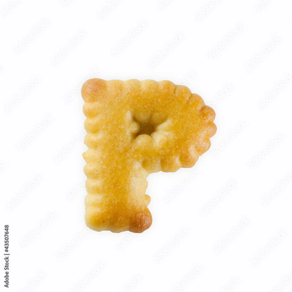 Poster p-shape cracker in the form of alphabet