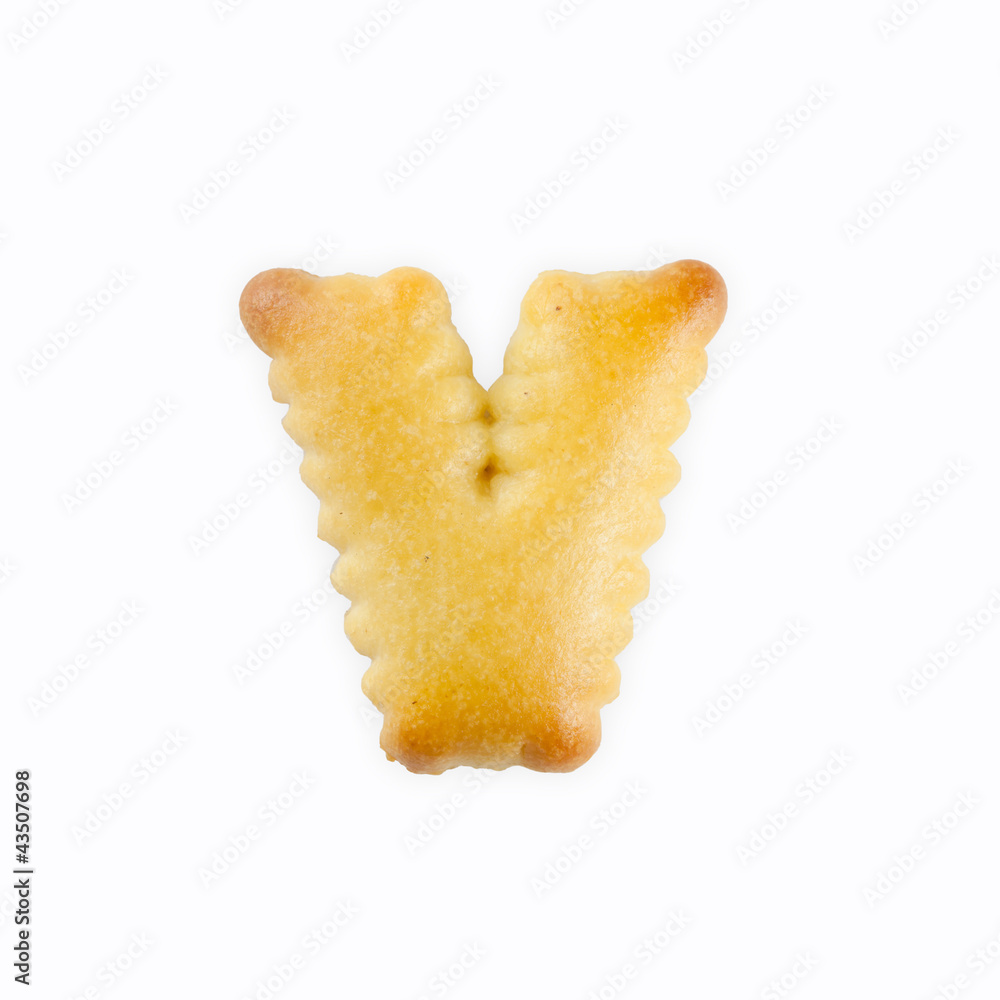Aufkleber v-shape cracker in the form of alphabet