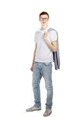 Portrait of a young man, isolated on white background