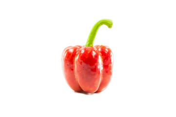 Red paprika isolate on white background with drops of water
