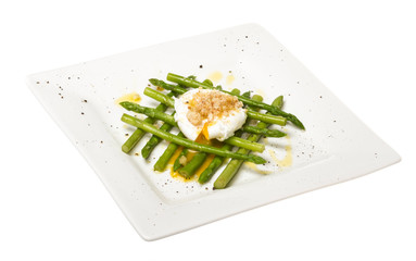 fresh salad with asparagus,eggs and croutons