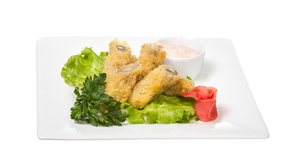 Japanese style pork cutlet with carrot and asparagus