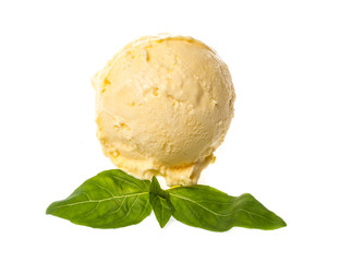Scoop of lemon ice cream