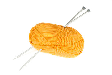 a ball of yarn and knitting needles