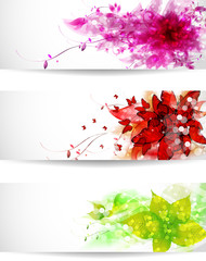 Set of three color vector background or card