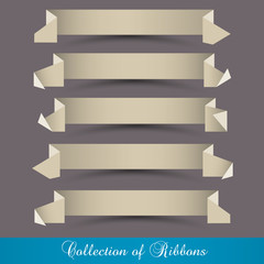 Vector set of origami paper ribbons-banners