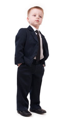 cute serious baby boss wearing in suit