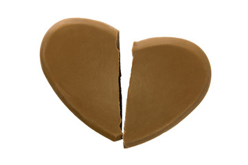 割れたハート型のチョコレート