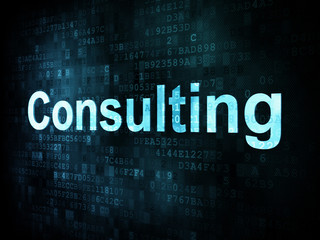 Fototapeta premium Business concept: pixelated words Consulting on digital screen