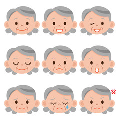 シニア女性　表情　アイコン