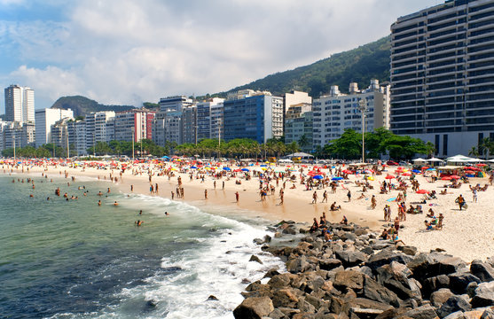 Leme and Copacabana beache in Rio de Janeiro. Brazil
