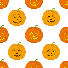 Pumpkins Jack O Lantern, seamless background