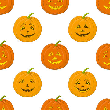 Pumpkins Jack O Lantern, seamless background